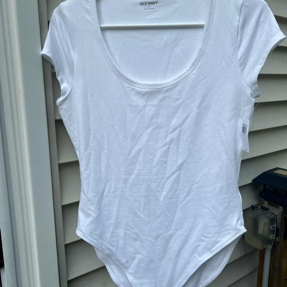 Old Navy White Fitted Bodysuit Top